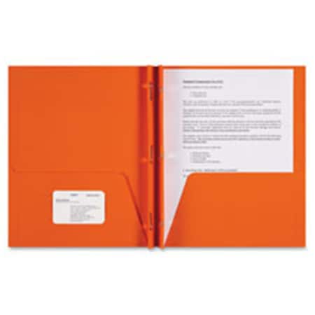 Two-Pocket 3-Prong Leatherette Portfolio- Orange - 25 Per Box